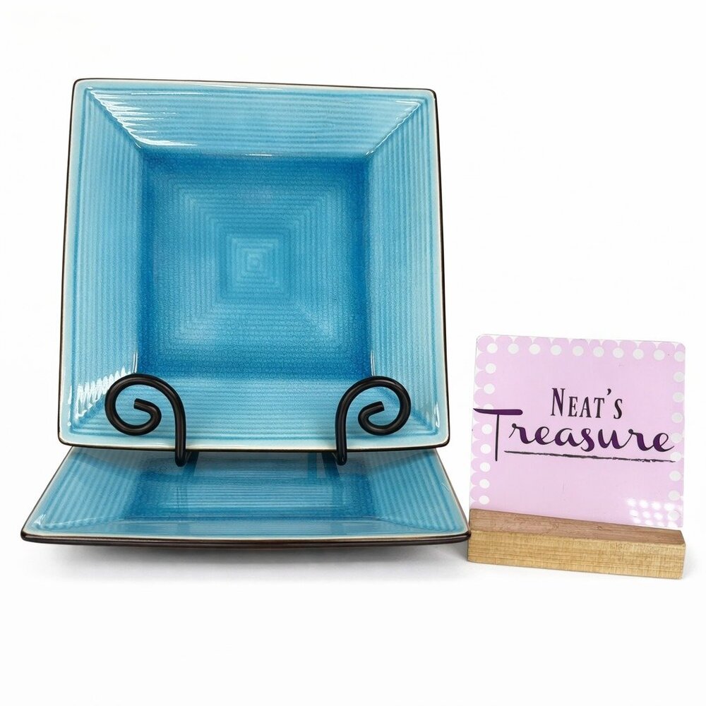Home Target ZAZEN Reactive Crackled Turquoise Chocolate Out Dinner Plates Set 2